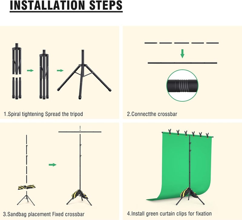 Forlogic Green Screen Backdrop Kit with Stand, 8x5.3ft Portable GreenScreen Background Stand for Streaming Video and Photography Shoots - Image 3